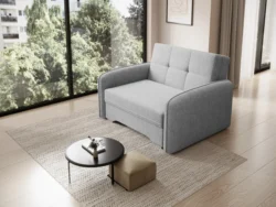 Sofa rozkładana Laine 1 osobowa w jasnoszarym kolorze z tkaniny Poco-03, nowoczesny design
