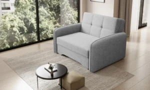 Sofa rozkładana Laine 1 osobowa w jasnoszarym kolorze z tkaniny Poco-03, nowoczesny design