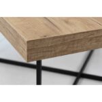 Loftowy stolik kawowy Metal 80x80 cm z czarną metalową ramą i laminowanym blatem w naturalnym dekorze drewna