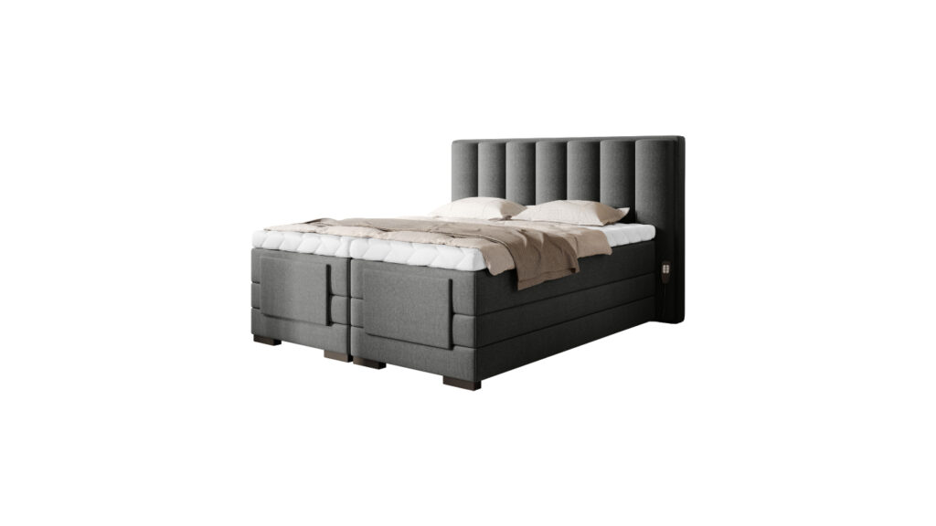 Łóżko elektryczne Veros 140x200 z wysokim pikowanym zagłówkiem i tkaniną Flores-04