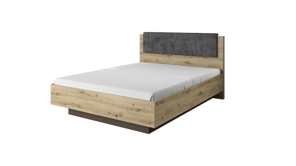Łóżko Arco 160x200 w kolorze dąb artisan z drewnianym stelażem i nowoczesnym designem