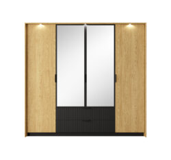 Szafa Baltic 220 w kolorze dąb baltic z czarnymi metalowymi nogami i uchwytami, nowoczesny design