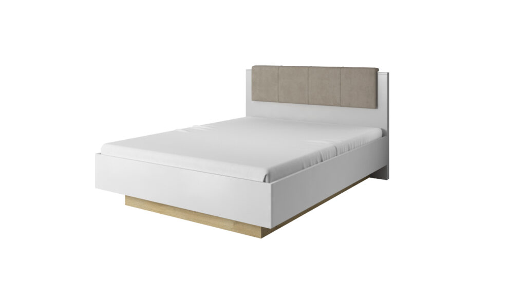 Nowoczesne białe łóżko Arco 160x200 z drewnianym stelażem w sklepie Meble Wawrzyniak