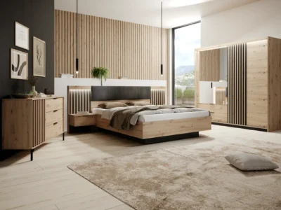 Łóżka drewniane z materacem