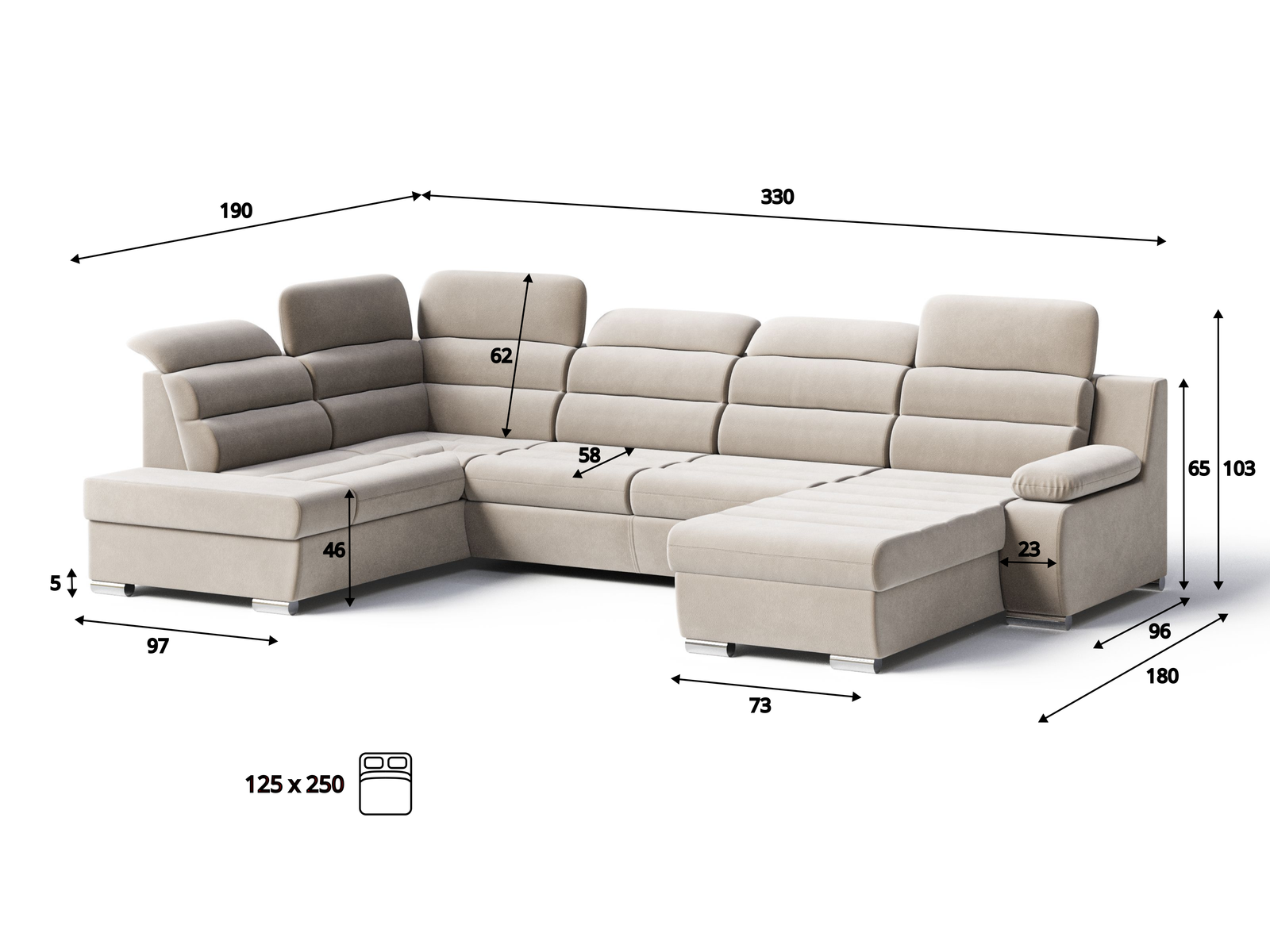 Wymiary narożnika Amber U