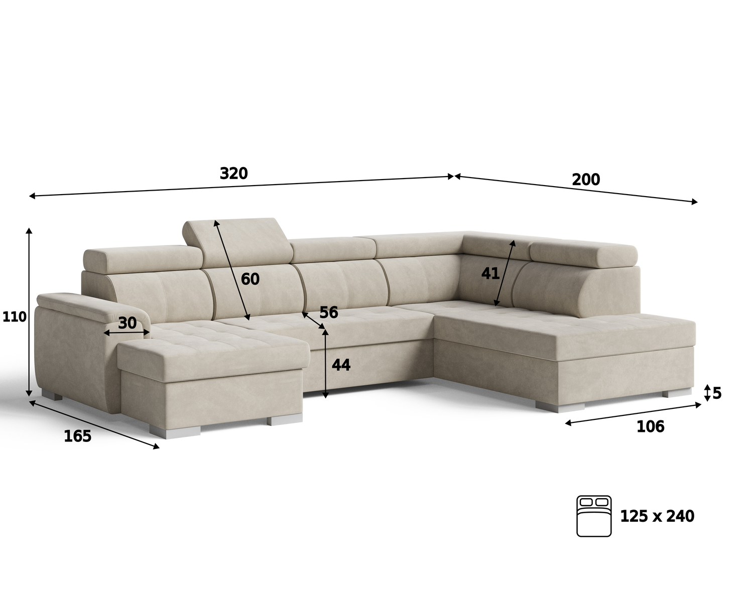 Wymiary narożnika Silver U