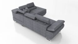 Narożnik SATURN PREMIUM w tkaninie Kingston z regulowanymi zagłówkami i chromowanymi nóżkami