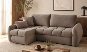narożnik Glow z funkcją spania w tkaninie Soft 4